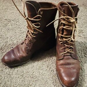 Women's Brown Lace-Up Ankle Booties